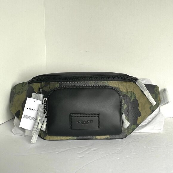 Coach Track Belt Bag Camo Signature Canvas Leather Fanny Pack Sling CM184 ORIG - Picture 1 of 13